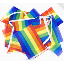 Bandeira da corda do arco-íris mini bandeira do bunting do orgulho alegre da bandeira