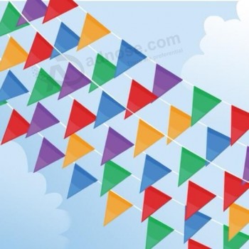 Pubblicità promozionale logo stampa esterna stendardo impermeabile triangolo di plastica pvc evento matrimonio stringa bandiera bandiera stamina
