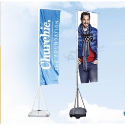 Drapeau de base télescopique en aluminium de promotion de la base de l'eau pôle trois jambes de soutien publicité extérieure 7m géant drapeau télescopique