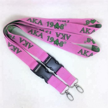 Alpha Kappa Alpha AKA Pink Woven Embroidered Lanyard with your logo