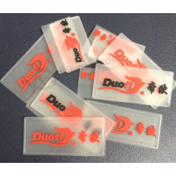 Silicone transparent embossed logo rubber clothing labels