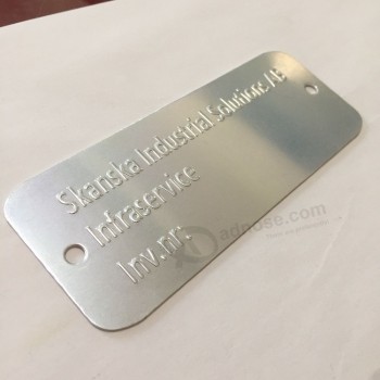 Etichetta di nome in metallo stampato in alluminio con impresso logo a basso costo di alta qualità
