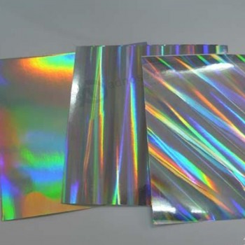 Wholesale custom high quality 157g silver coated hologram paper for laminate with notebook