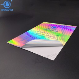 Machen Sie selbstklebenden Sicherheitsaufkleber des Regenbogens holographischen Film