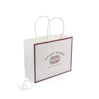 Aangepaste fashion print logo grootte geschenk winkelen kraft wit papieren zak voor het verpakken van kleding