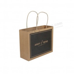 Wholesale 2019 new style high quality printed brown Kraft paper bag with handles