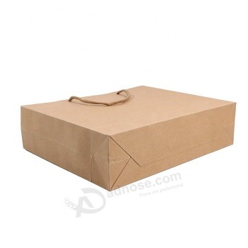 FSC Certificated Custom Printed Reusable Kraft Paper Flat Bottom Bag with Handle