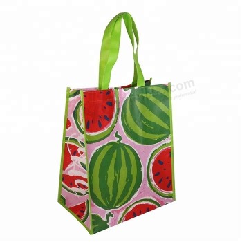 Precio al por mayor personalizado impreso eco amigable reciclar reutilizable pp laminado no tote bolsas de compras