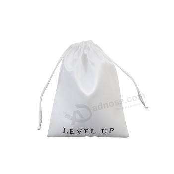 Saco de jóias de cordão de cetim de seda personalizado com impressão do logotipo, saco de cetim de presente