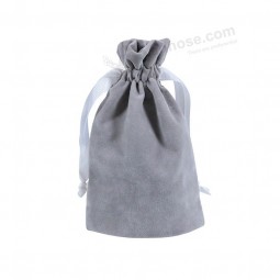 Brand Jewelry Packaging Gift Pouch Velvet Drawstring Bag With Ribbon String Hot Stamping Logo