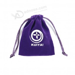 Brand Luxury Jewelry Small Size Gift Velvet Pouch Bag With Brand Logo Printing Gold