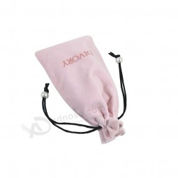 High Quality Custom Printed Jewelry Velvet Pouch Pink Velvet Bag Gift Packaging Bag