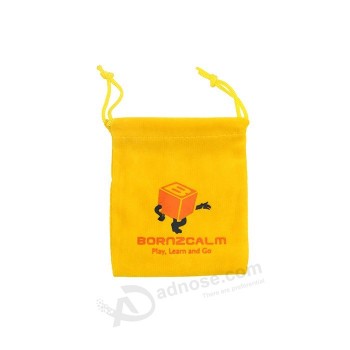 Eco Custom color velvet drawstring bag velvet material pouch jewelry package bag