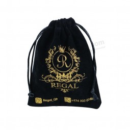 High Quality Reusable Black Drawstring Satin Bag Cloth Shopping Bag Silk Bag