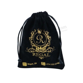 Borsa di seta del sacchetto della spesa del panno della borsa del raso del cordone nero di alta qualità riutilizzabile