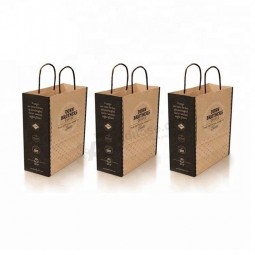 중국 제조업체 도매 재활용 트위스트 핸들 갈색 골 판지 종이 봉지 사용자 지정 식료품 쇼핑