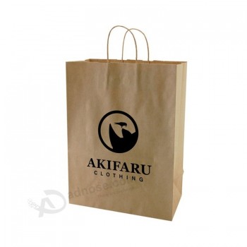 Barato sacos de papel marrons de compra recicláveis ​​de kraft de compra da mercadoria do boutique do varejo de 100gsm 110gsm 120gsm