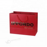 Súper calidad boutique de compras personalizado de color de lujo grandes bolsas de papel de regalo rojo grande con asa