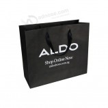 Custom Black Ribbon Handle Luxury Design Logo Printed Shopping Carry Shoes Kraft Paper Bag For Packaging
