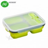 Food Grade Silicone Collapsible 3 Compartment Lunch Box