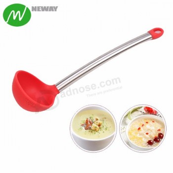 Kitchen Silicone Soup Spoon With Stainless Steel Ladle