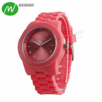 Japan Movt Quartz Silicone Wrist Watch With Stainless Steel Back