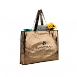 Premium Eco Wholesale Custom Print Laminated Gold Metallic Polypropylene Non Woven Beach Tote Bag