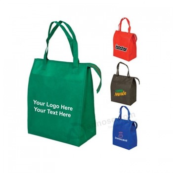 Logotipo de etiqueta privada personalizada impresa reutilizable compras de comestibles bolsas de mano en blanco no tejidas con cremallera