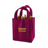 Gros écologique respectueux de l'environnement réutilisable divisé 4 bouteilles/6 Bottles Carrier Non Woven Wine Tote Bag