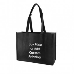 Free Sample Wholesale Heavy Duty Reusable Grocery Shopping Black Non Woven Plain Blank Tote Bags