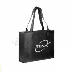 Trendy Reusable Promotional Grocery Shopping Black Non Woven Waterproof Tote Bag Custom Logo Printing
