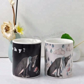 Chinese Suppliers Wholesale 300ml Eco-friendly Porcelain Magic Cup Change Color Blank Coffee Ceramic Mug