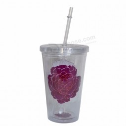 wall magic color changing plastic tumbler cup with straw