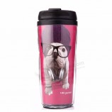 Customized plastic coffee mugs reusable cheap plain heated travel coffee plastic tumbler cups