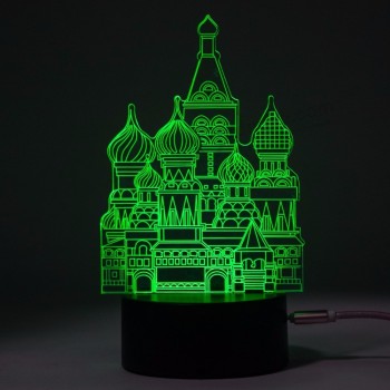 建设usb充电城堡建筑3d led心情传感器夜光传感器3d创意灯