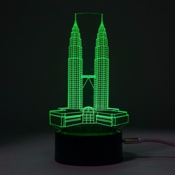 Cadeau de la Saint-Valentin acrylique forme de tour optique 3d led illusion nuit table lumineuse lampe de bureau