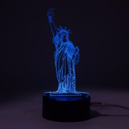Smart Touch Switch USB Cable Statue of Liberty Custom 3d Illusion Led Night Light  Mood Lamp Decorative Table Lamp