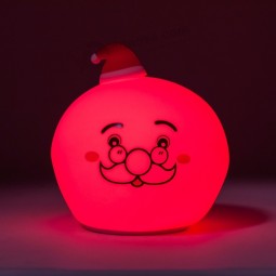 Natale sensibile controllo del rubinetto cambiando ricarica usb led colorato regalo di natale 3d luce notturna in silicone per i bambini