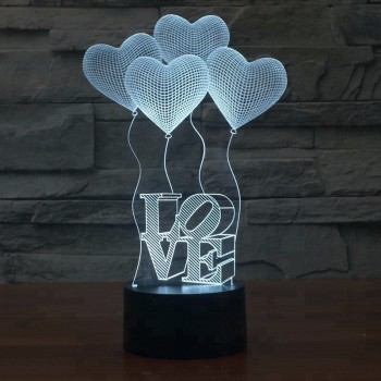 Lampe de nuit forme ballon amour avec batterie led nuit lumière 3d efficace