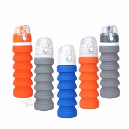 Durable 500ml sports portable collapsible silicone water bottle