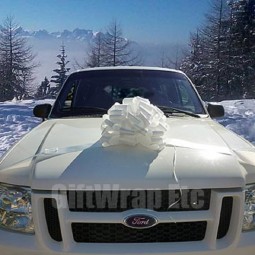White Waterproof Outdoor Funeral Car Bow Ribbon Bow