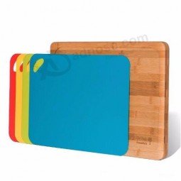 plastic kitchen large bamboo cutting board set of 3 with 4 flexible plastic chopping mats
