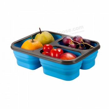 Stockage rectangulaire emporter la boîte à lunch en silicone alimentaire fruits boîte d'emballage