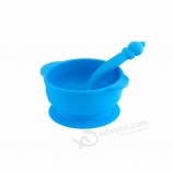 feeding folding silicone suction baby bowl set with spoon and lid
