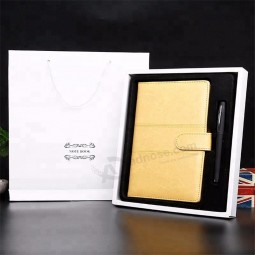Пользовательские цвета бизнес подарок кожаный блокнот и ручка подарочный набор