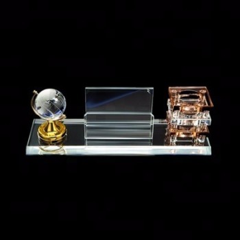 Crystal Office Pen Holder Container Business Cardcase Desk Top Stand Storge Organizer Custom Logo
