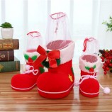 Simpatici stivali con decorazioni natalizie a pompon bowknot