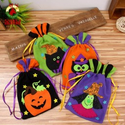 witch pumpkin owl black cat pattern halloween drawstring bag