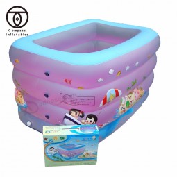 Colorful three circle PVC inflatable baby swimming pool