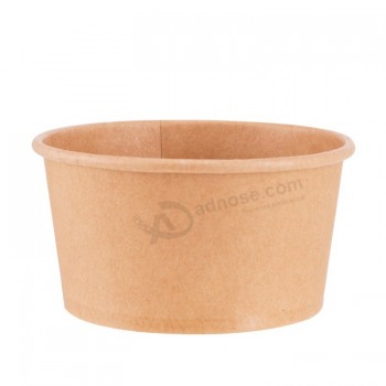 Wholesale high quality custom logo food take away kraft paper soup bowl with paper lid